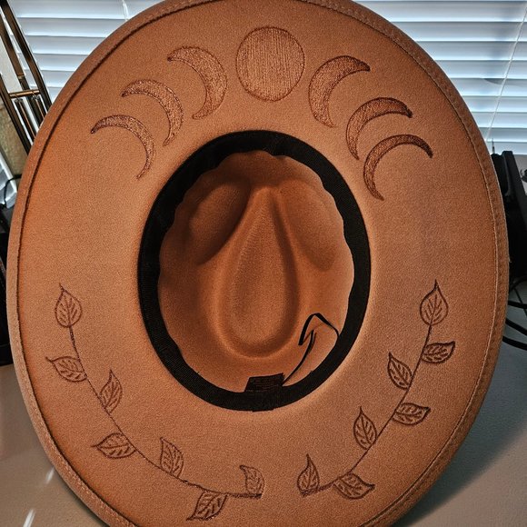 Desert Zodiac Custom Burned Wide Brim Hand Pyrography Fedora ?